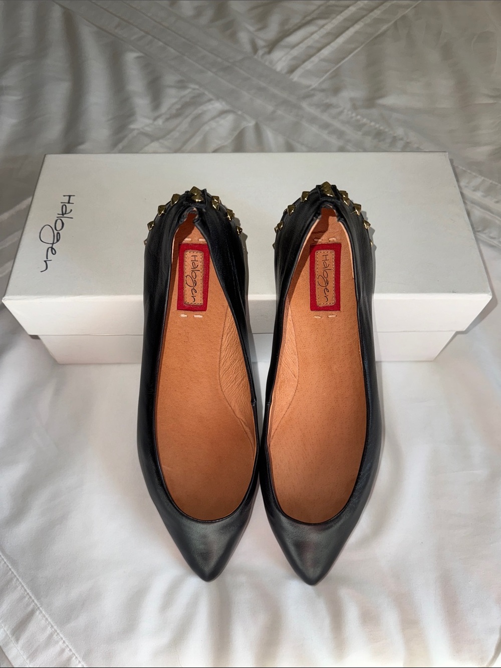 Halogen Pointed Toe Stud-Trim Flats